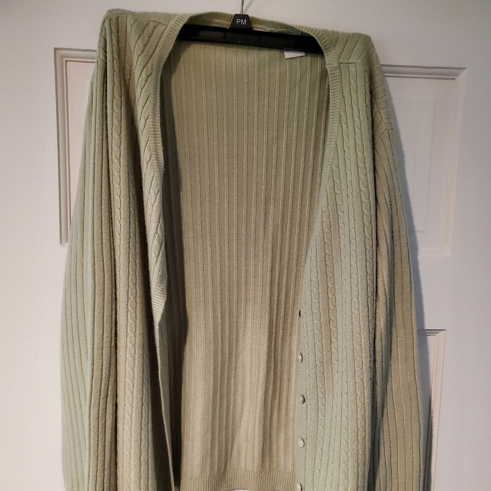 PM Women's Light Green Cardigan Sweater